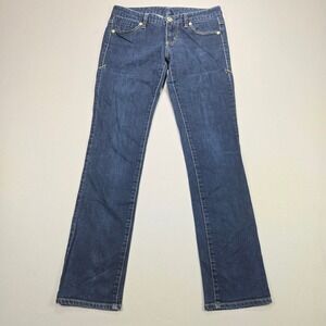 Armani Exchange Jean Women 2 Short Dark Wash Straight Leg Gold Logo Blue Size 2S